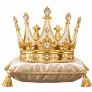Gold crown on cushion — Joe Fortune